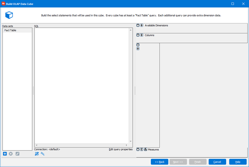 This shows the dialog box where the fact table is created.